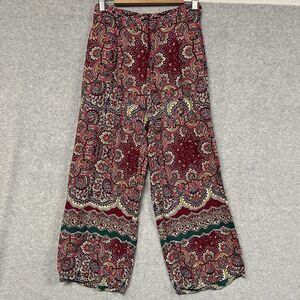 ett:twa Anthropologie Pants 4 Pink Paisley Wide Leg Boho Elastic Waist Lounge